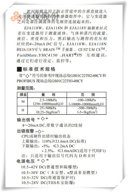 EJA118W、EJA118N和 EJA118Y型